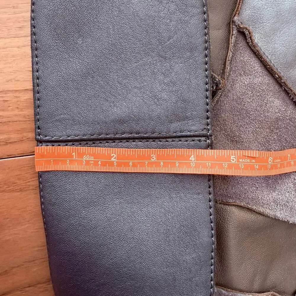 Lucky Brand Leather Suede Patch Silver Pewter Bronze Brown Shoulder Bag Hobo